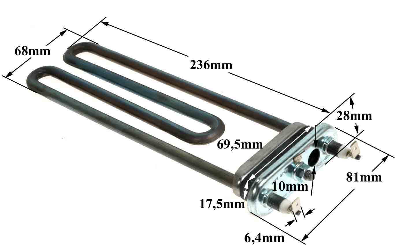 Αντίσταση 2050watt, 220volt 24cm με τρύπα, πλυντηρίου ρούχων WHIRLPOOL ...