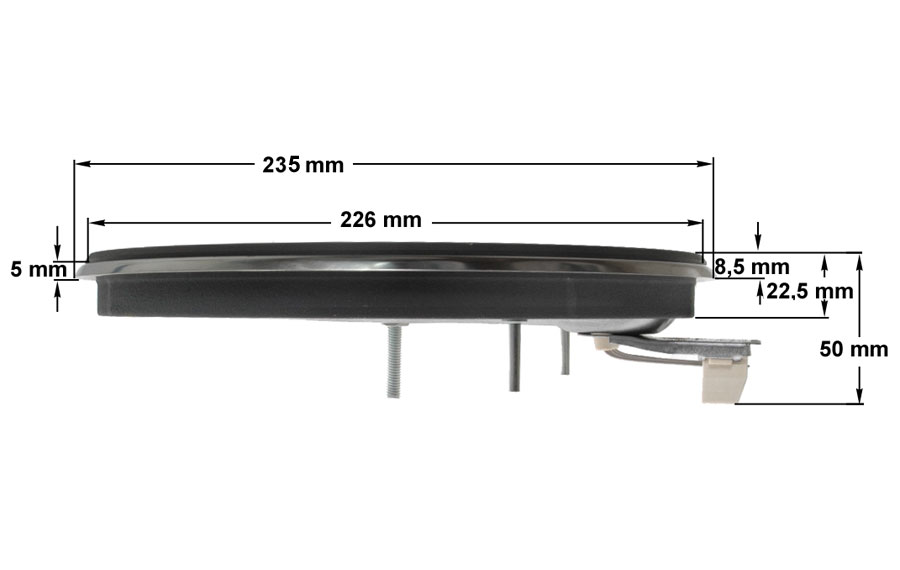 Εστία κουζίνας μεγάλη 2000watt, 220volt, Φ220 D235mm μικρό προφίλ 5mm