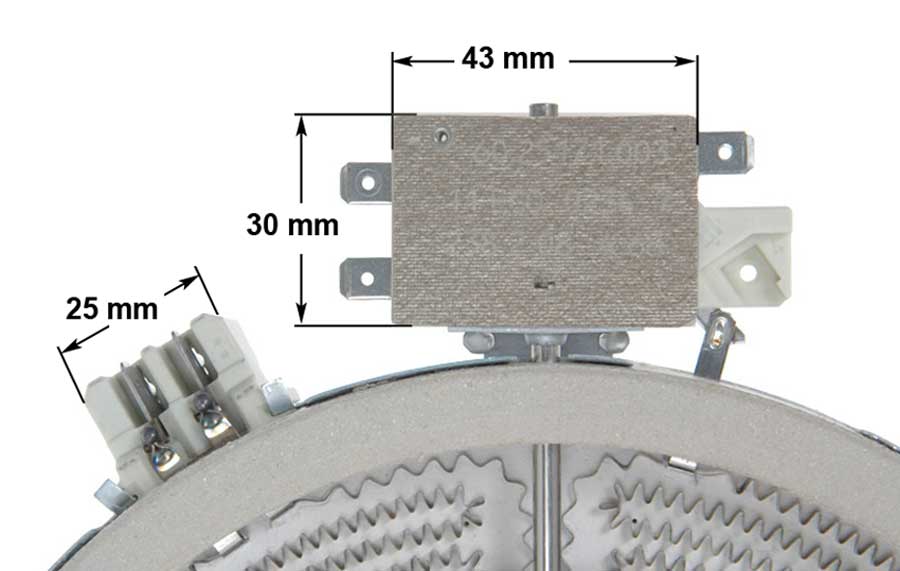 Εστία κεραμική διπλή 1700+700watt 220volt Φ200mm με 5 άκρα ΓΕΝΙΚΗΣ ΧΡΗΣΗΣ