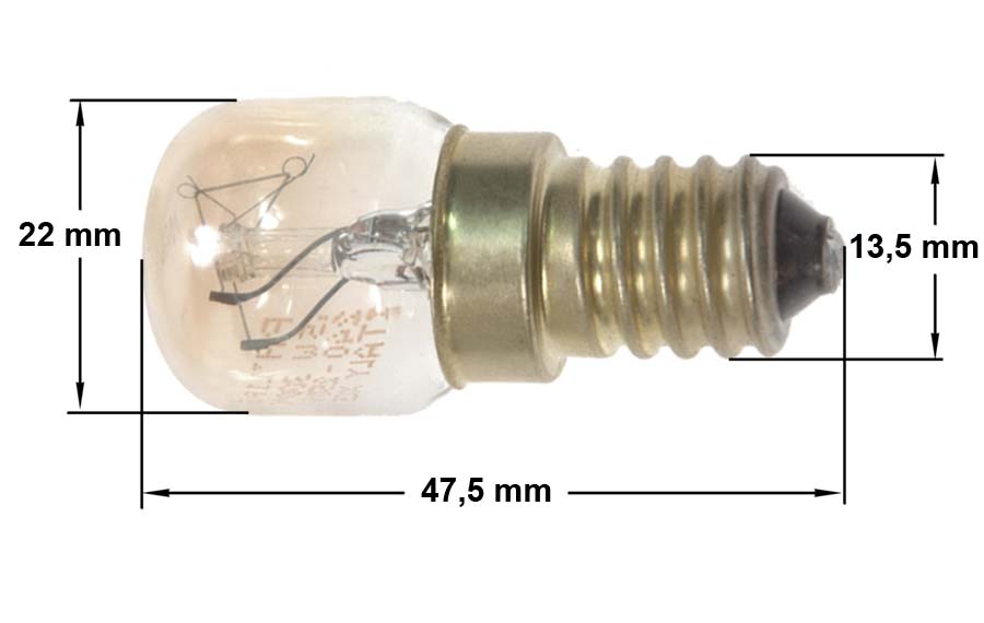 Λαμπτήρας 220volt, 15watt, E14, 300<sup>o</sup>C φωτισμού φούρνου, ψυγείου ...