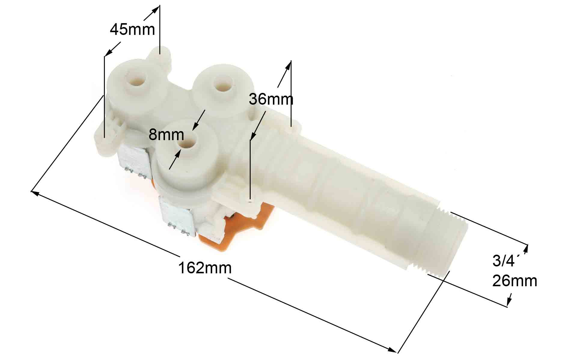 Βαλβίδα 220V, τριπλή, γωνιακή, Φ8 εισαγωγής νερού πλυντηρίου ρούχων AEG ...