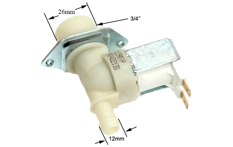 Βαλβίδα 220Volt, μονή, ευθεία, Φ12 εισαγωγής νερού πλυντηρίου ρούχων / πιάτων ΓΕΝΙΚΗΣ ΧΡΗΣΗΣ