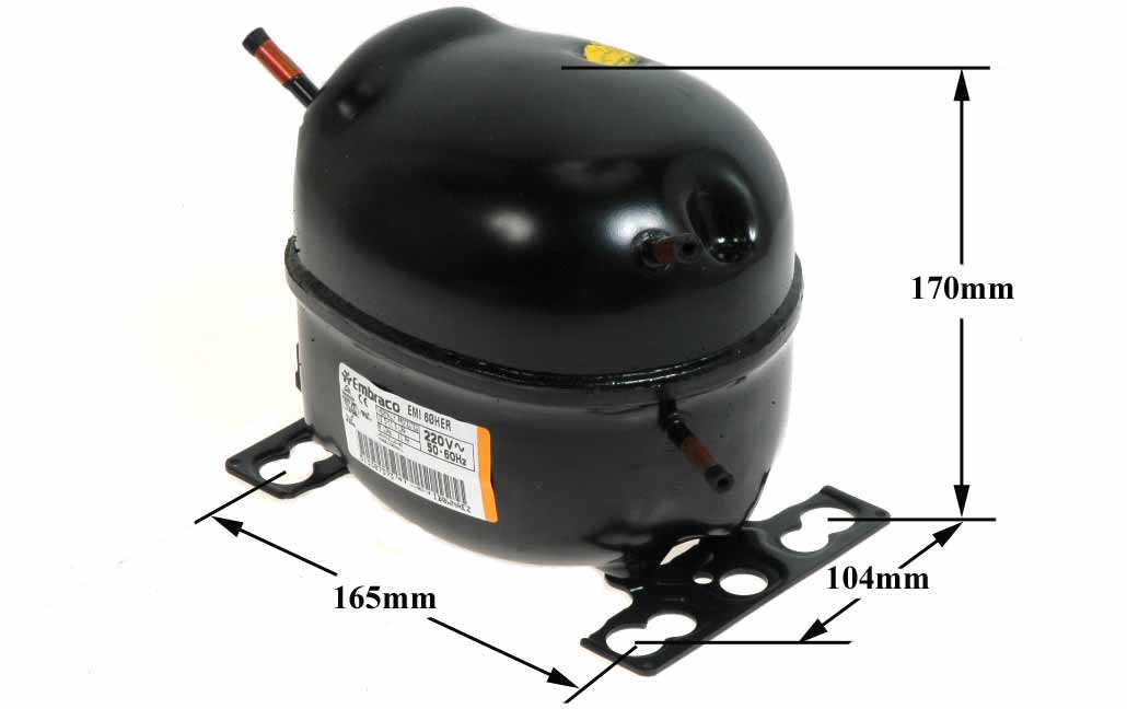 Συμπιεστής ψυγείου, EMBRACO ERUS60HLP 220volt 1 / 6HP, R134 Low, χαμηλών πιέσεων