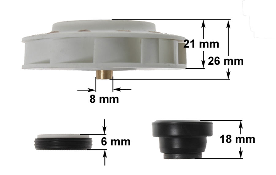 Φτερωτή με τσιμούχα Φ77mm, M8-5mm σετ αντλίας πλύσεως πλυντηρίου πιάτων MIELE