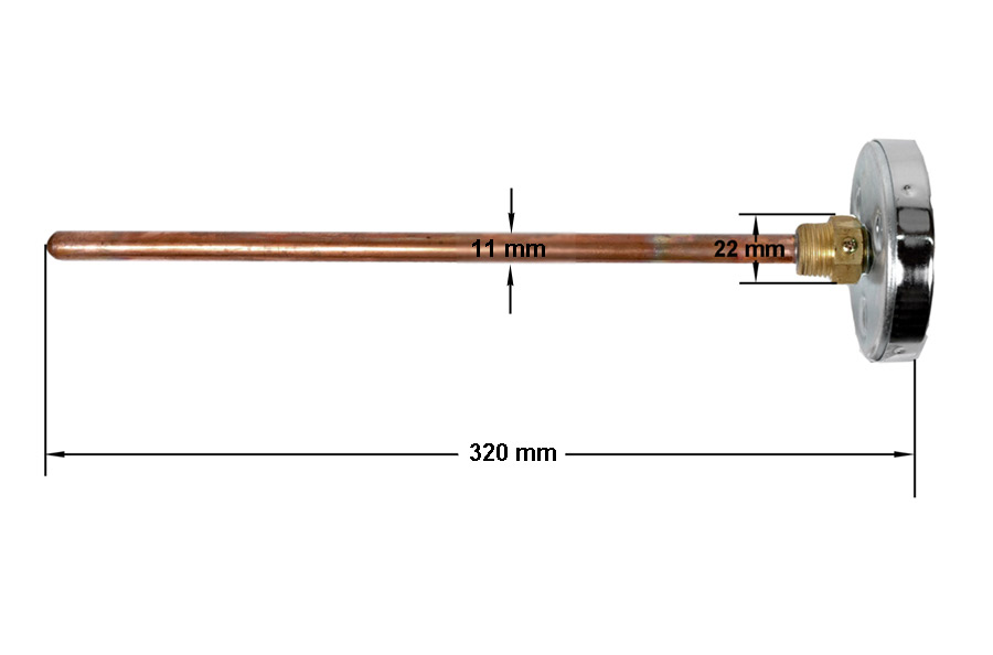 Θερμόμετρο 0-500<sup>o</sup>C - 30cm πούρο για φούρνο με ξύλα