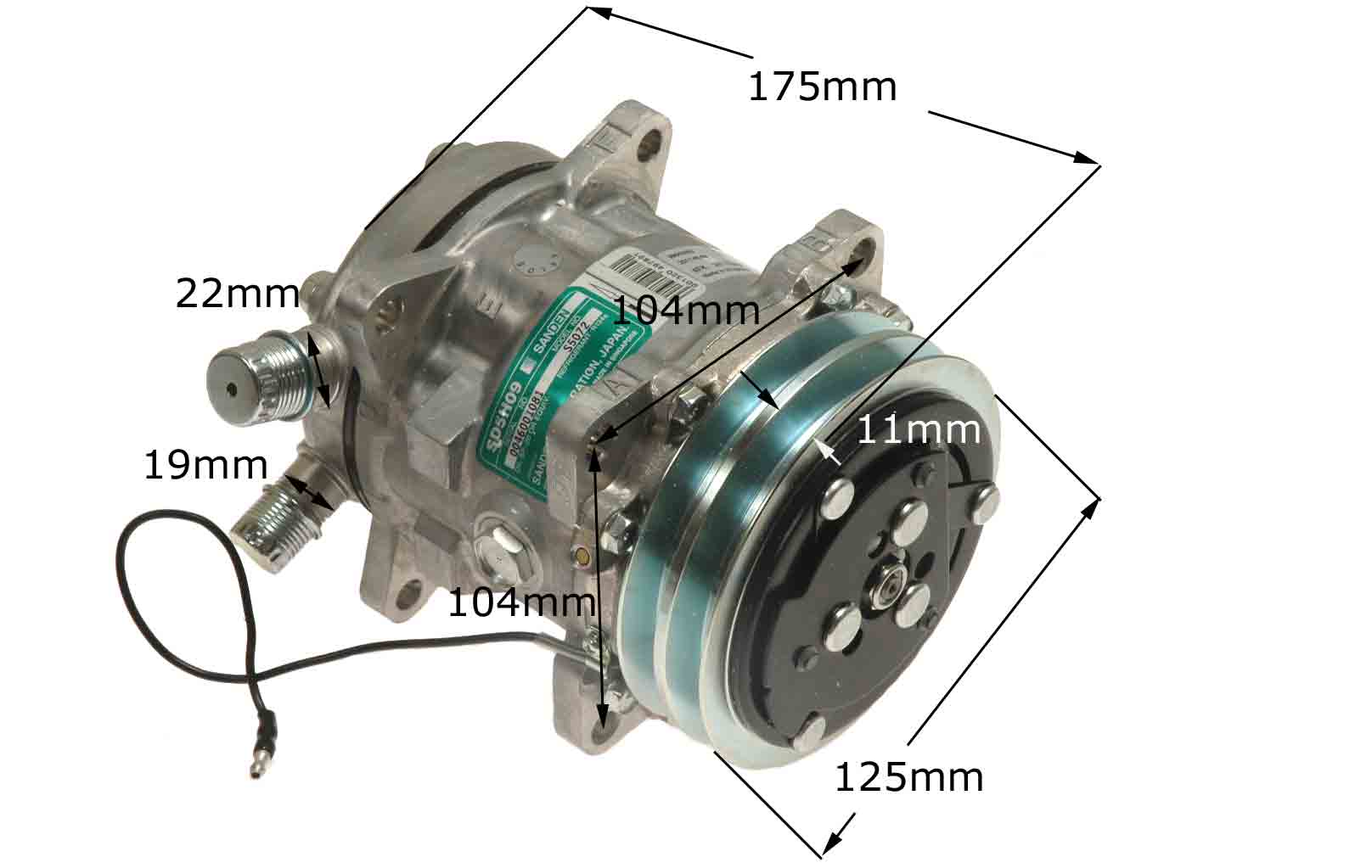Συμπιεστής κλιματιστικού αυτοκινήτου R134, 12volt SD5H09, 2V SANDEN