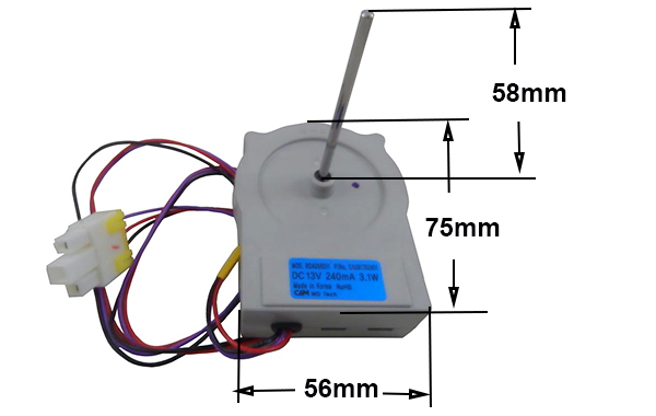 Μοτέρ ανεμιστήρα 13volt, DC, 3,1Watt στον συμπιεστή ψυγείου LG - προσοχή στις διαστάσεις